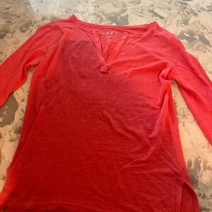 LOFT Women's Vibrant Red Long Sleeve Tee